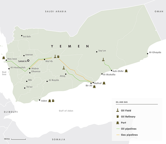 Oil and gas map Yemen 2017