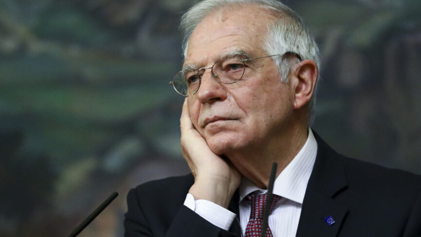 In this photo released by the Russian Foreign Ministry Press Service, High Representative of the EU for Foreign Affairs and Security Policy, Josep Borrell listens during a joint news conference with Russian Foreign Minister Sergey Lavrov following their talks in Moscow, Russia, Friday, Feb. 5, 2021. The European Union’s top diplomat told Russia’s foreign minister Friday that the treatment of Russian opposition leader Alexei Navalny represents “a low point” in the relations between Brussels and Moscow. EU foreign affairs chief Josep Borrell met with Russian Foreign Minister Sergey Lavrov several days after Navalny was ordered to serve nearly three years in prison, a ruling that elicited international outrage. (Russian Foreign Ministry Press Service via AP)