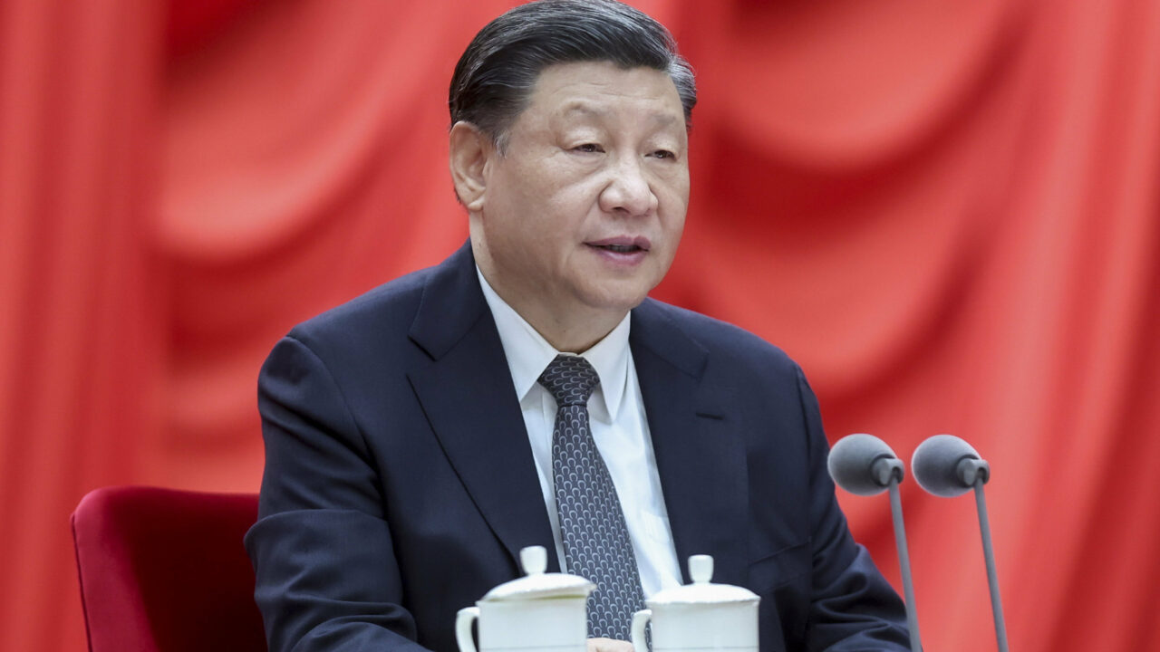epa10557287 Xi Jinping, general secretary of the Communist Party of China Central Committee, also Chinese president and chairman of the Central Military Commission, delivers a speech at a working conference on the education campaign on the study and implementation of the Thought on Socialism with Chinese Characteristics for a New Era in Beijing, China, 03 April 2023. Photo: picture alliance/EPA/XINHUA / Ju Peng CHINA OUT / MANDATORY CREDIT EDITORIAL USE ONLY