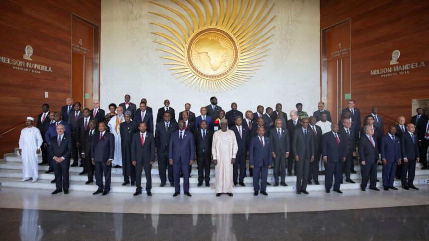 African heads of state pose for a group photo together with Antonio Guterres, Secretary General of the United Nations during the opening of the 36th Ordinary session of the Assembly of the Africa Union at the African Union Headquarters in Addis Ababa, Ethiopia February 18, 2023. REUTERS/Tiksa Negeri