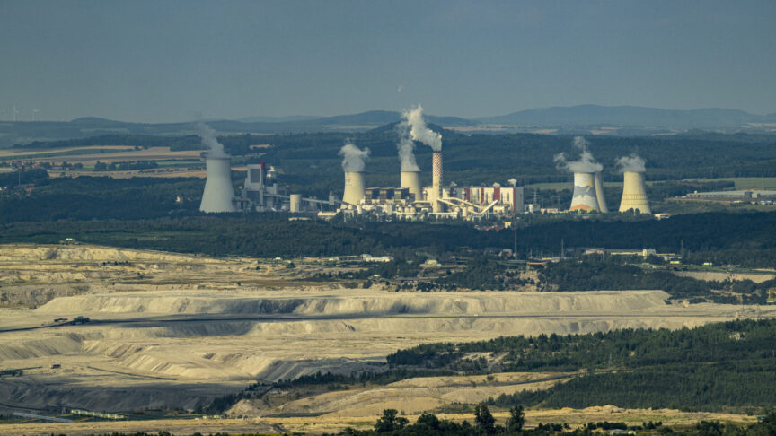 The Turow coal mine near the Czech-Polish border and the power plant from the Vaclavice windpark in Hradek nad Nisou, Liberec region, Czech Republic, August 21, 2023