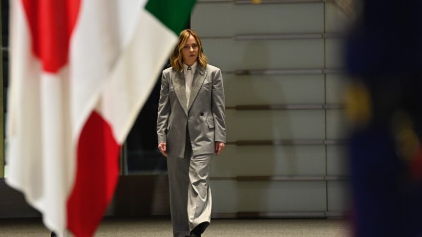 TOKYO, JAPAN – FEBRUARY 5: Giorgia Meloni, President of the Council of Ministers of the Italian Republic attends the guard of honor with Japan’s Prime Minister Shinzo Abe (not seen) during a welcoming ceremony prior the Japan-Italy Summit meeting at the prime minister office in Tokyo, Japan on February 5, 2024. Meloni and Kishida will address the complex bilateral agenda, as cooperation in the political, economic-commercial, cultural and security fields, and others themes of the G7. David Mareuil / Anadolu