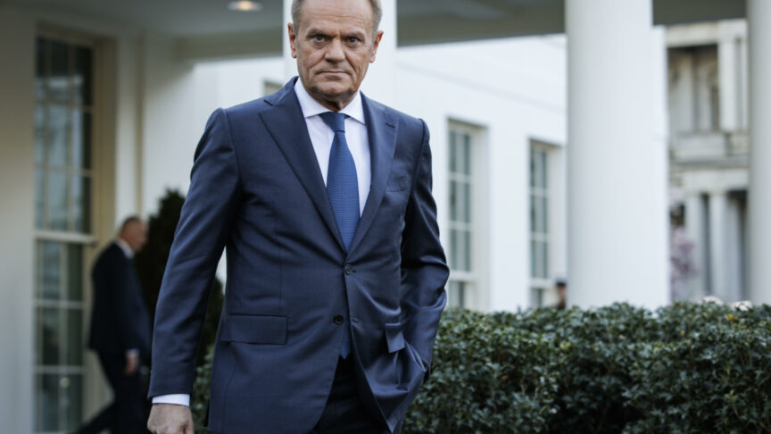 Polish Prime Minister Donald Tusk walks out of the West Wing for a press conference at the White House on March 12, 2024 in Washington, D.C. Prime Minister Tusk and Polish President Andrzej Duda met with US President Joe Biden at the White House today. (Photo by Samuel Corum/Sipa USA)