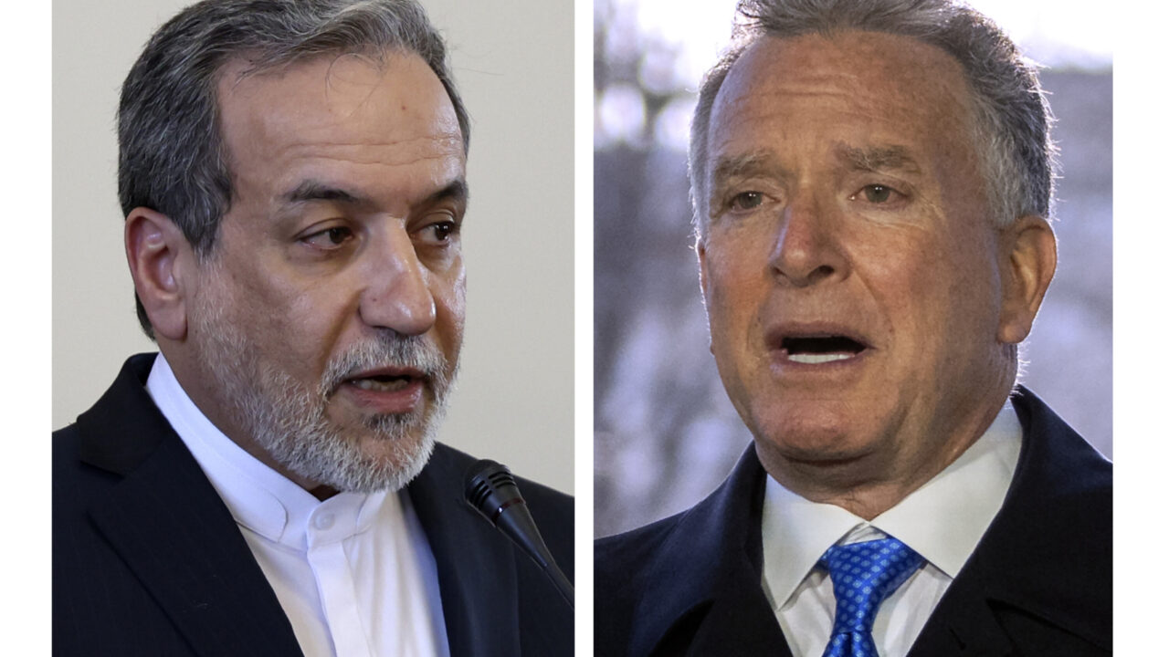 This combo shows Iranian Foreign Minister Abbas Araghchi, left, pictured in Tehran, Iran, Tuesday, Feb. 25, 2025 and Steve Witkoff, right, White House special envoy, pictured in Washington, Wednesday, March 19, 2025. (AP Photos Stringer, Mark Schiefelbein)