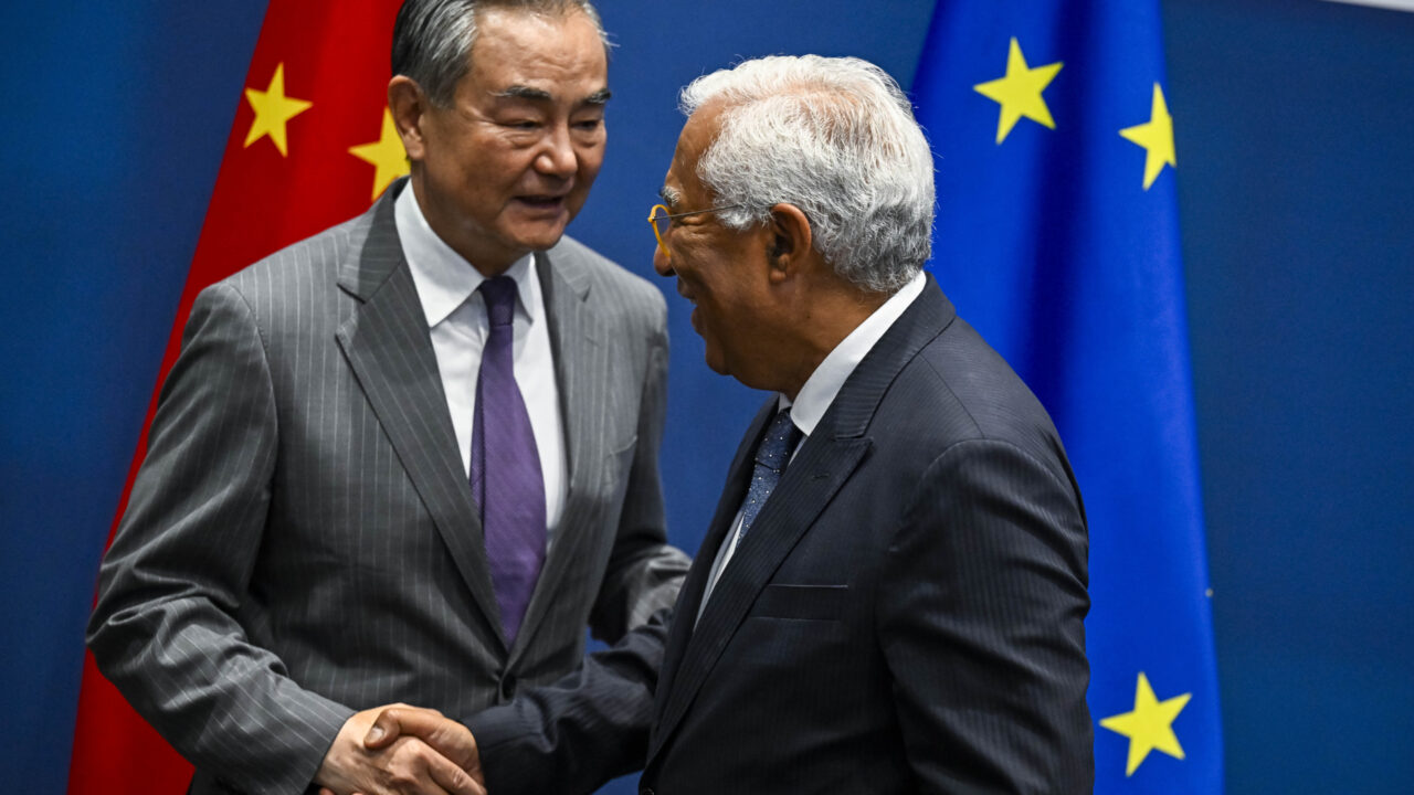 European Council President António Costa (R) meets Chinese Foreign Minister Wang Yi in Brussels, Belgium, on Wednesday, 02.07.2025. The meeting is part of Wangs European tour and a broader ChinaEU strategic dialogue focused on mutual trust, trade tensions, rare earth exports, and geopolitical issues including the war in Ukraine and relations with Russia. Photo by Wiktor Dabkowski