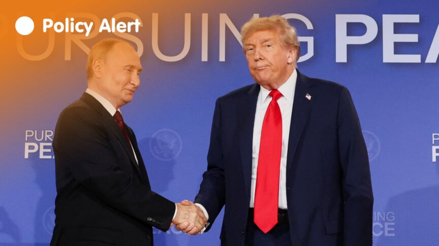 U.S. President Donald Trump and Russian President Vladimir Putin shake hands during a press conference following their meeting to negotiate an end to the war in Ukraine, at Joint Base Elmendorf-Richardson, in Anchorage, Alaska, U.S., August 15, 2025.