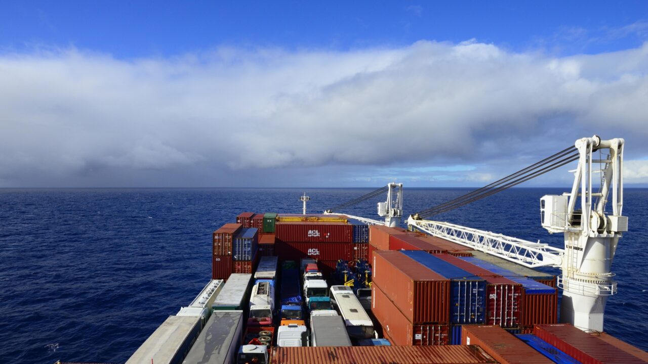 Ship with containers