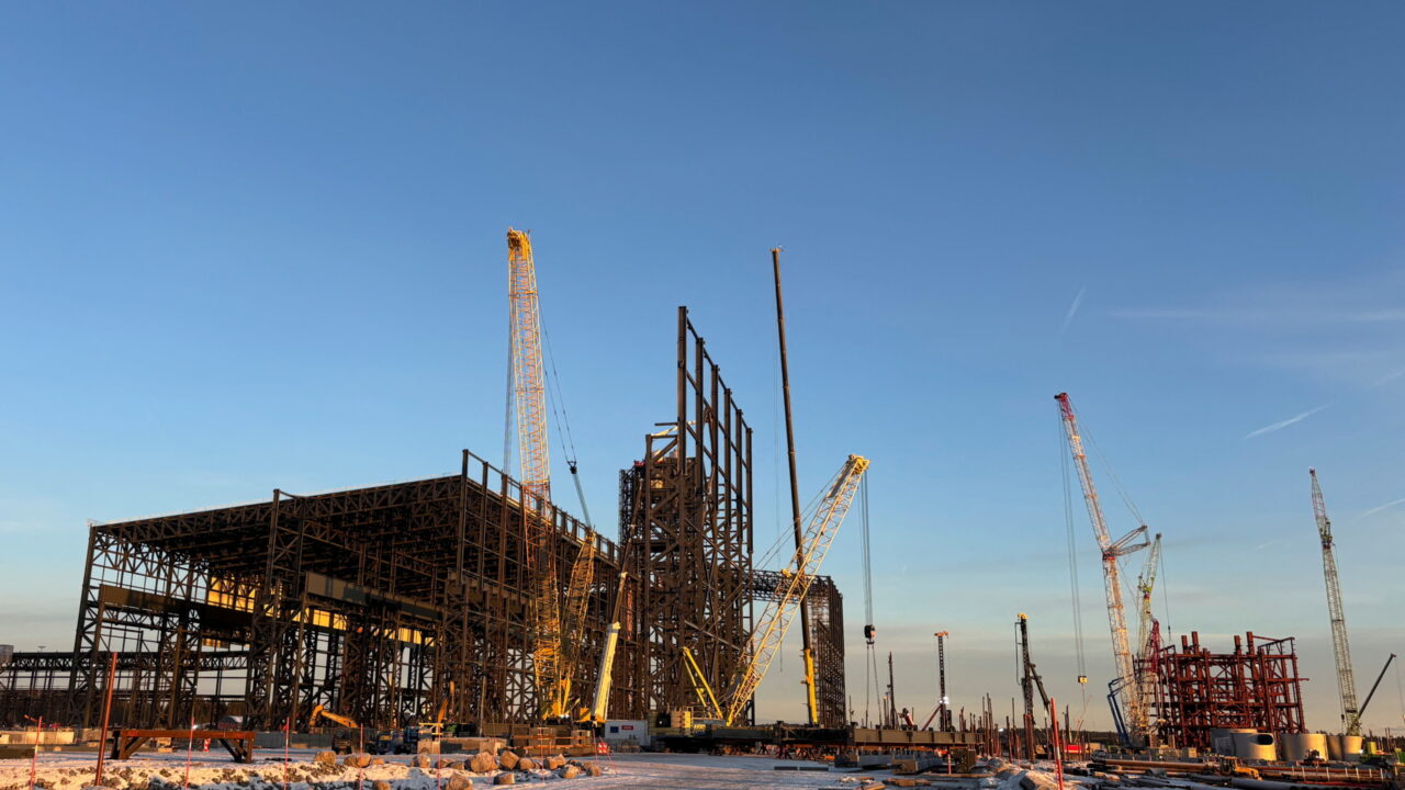 A general view of Europe’s first greenfield steel mill in 50 years, under construction by Stegra, outside Boden, in northern Sweden, December 5, 2024