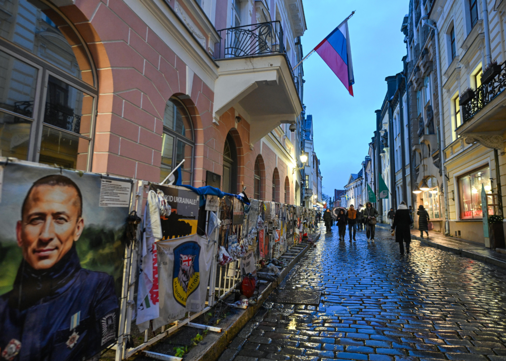 ProâUkraine Slogans Line Former Russian Embassy In Tallinn