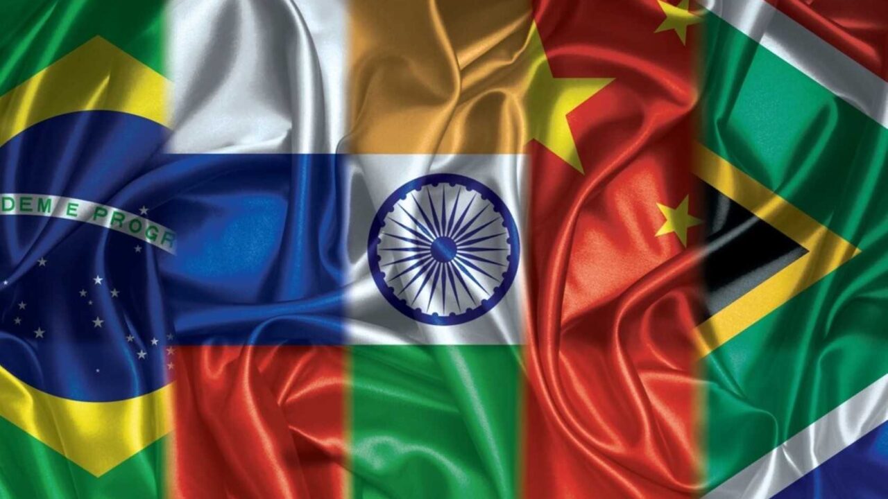 Flags of the five BRICS member states
