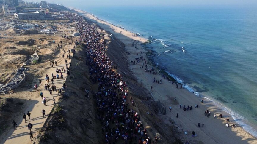 MIDEAST GAZA AL NUSEIRAT REFUGEE CAMP DISPLACED PALESTINIANS RETURN