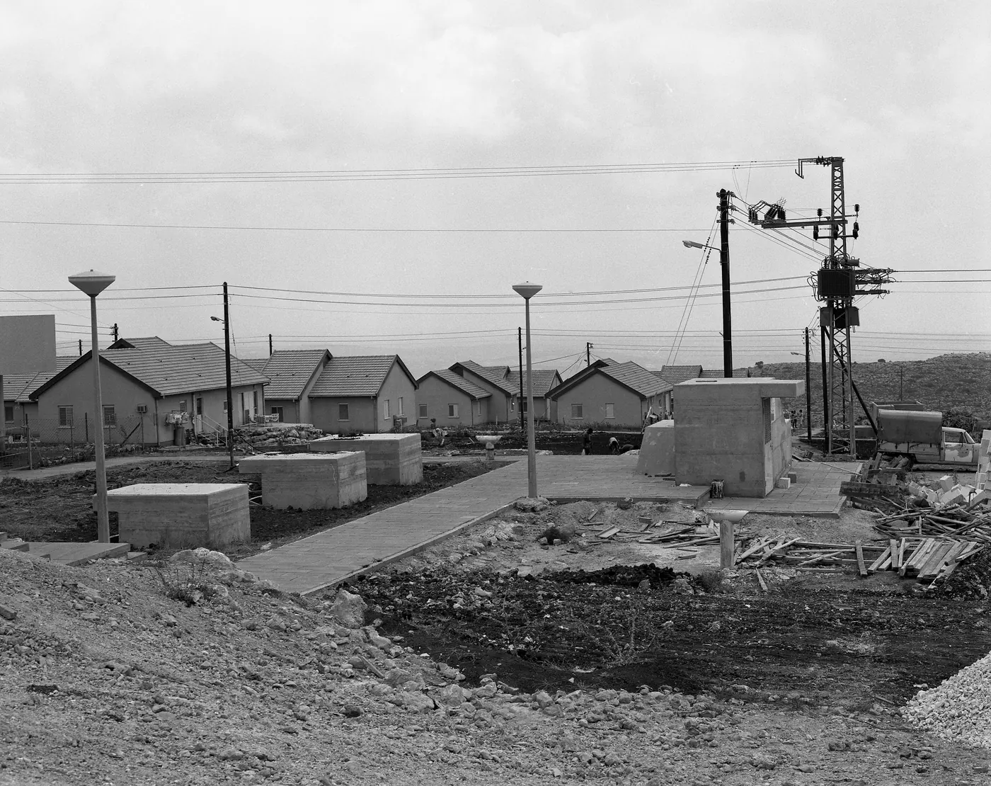 A newly established Israeli settlement in the West Bank, 1980