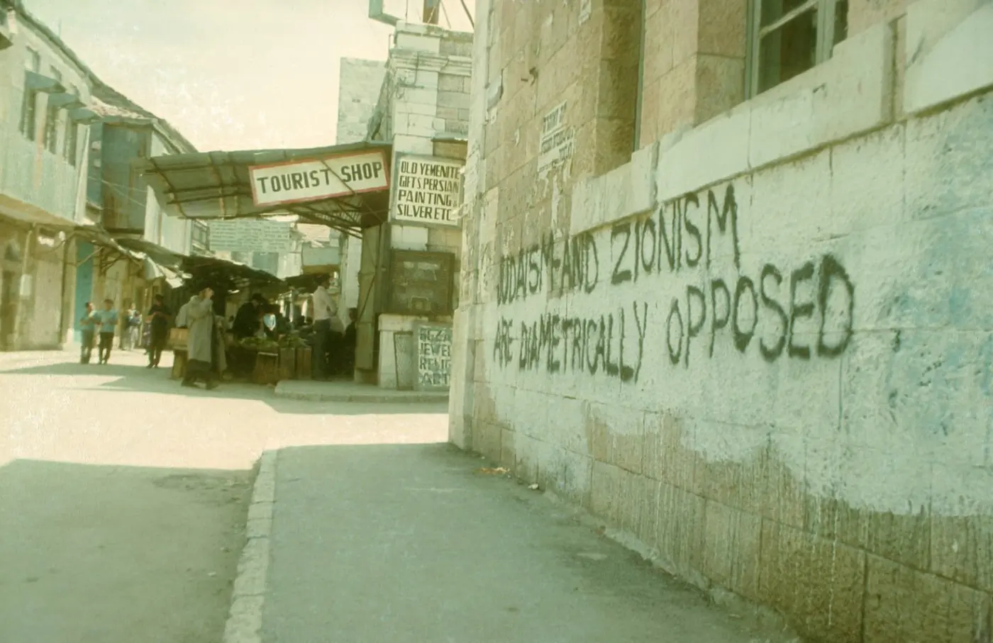Graffiti in Jerusalem’s ultra-Orthodox neighbourhood of Mea Shearim, 1978