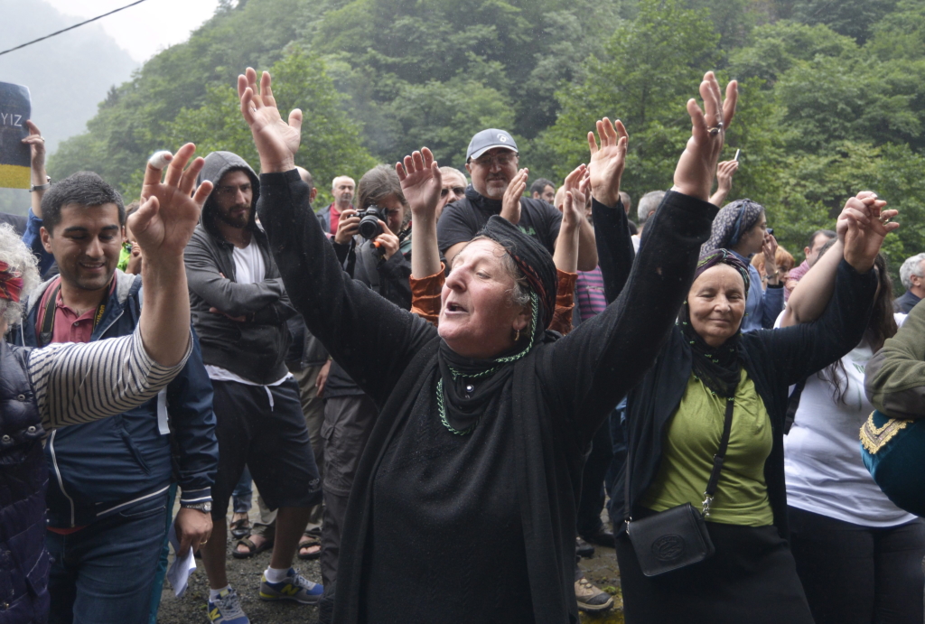 63 year old environmental protestor Hava Bekaar protests the construction of a road in the TurkishBlack Sea forest