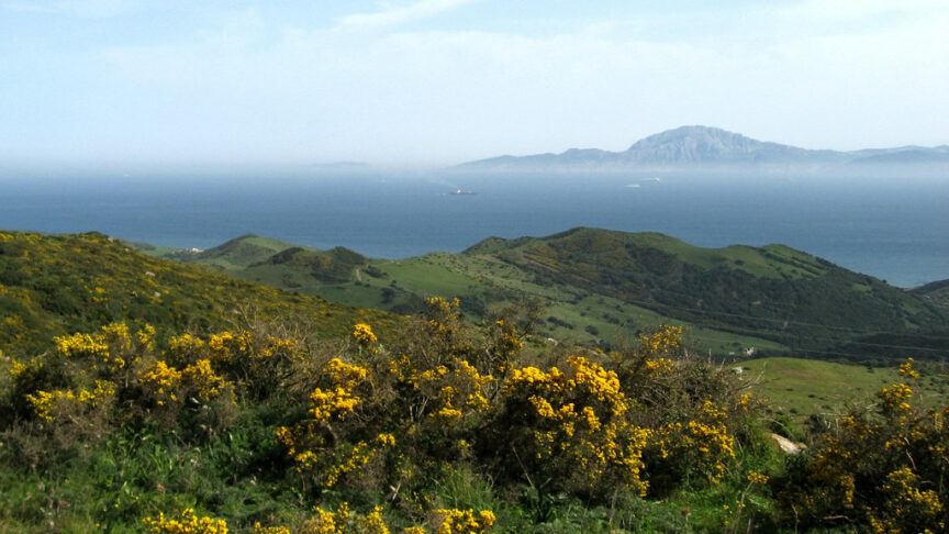 A view of the Strait of Gibraltar separating Spain and Morocco