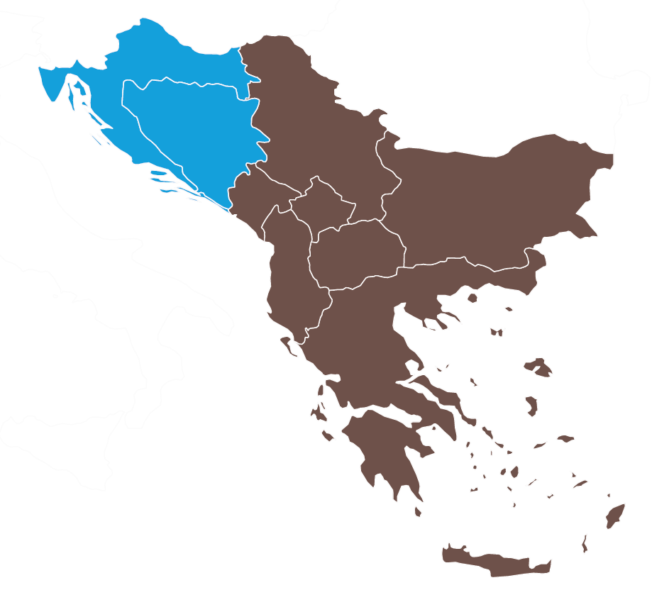 Map of Croatia and Bosnia-Herzegovina