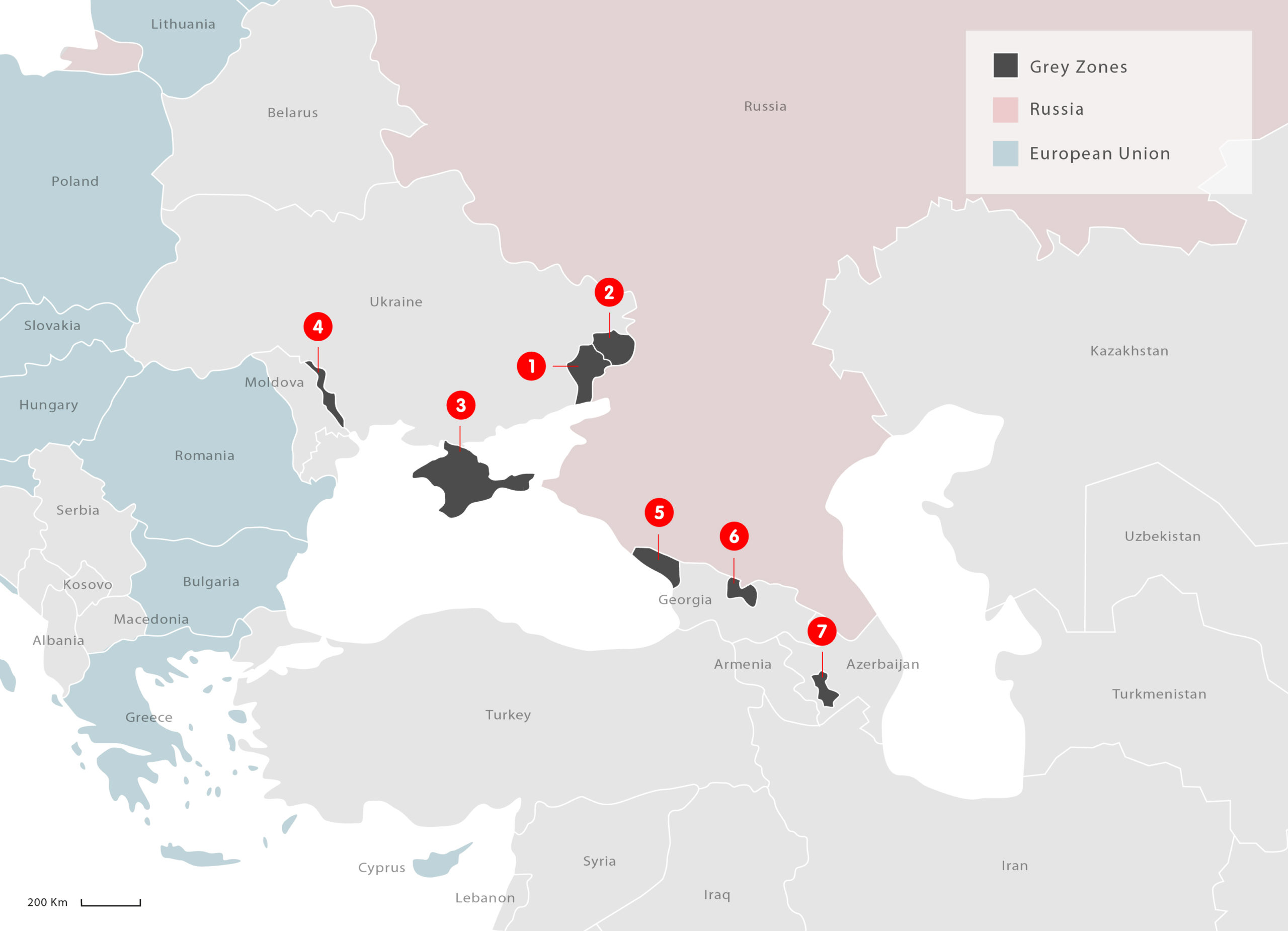 Map of Wider Europe's grey zones