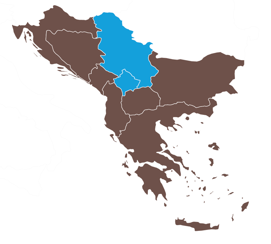 Map of Serbia and Kosovo