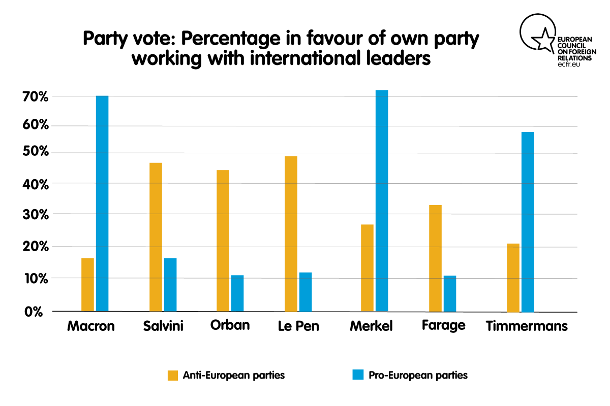 Party vote: Percentage in favour of own party working with international leaders