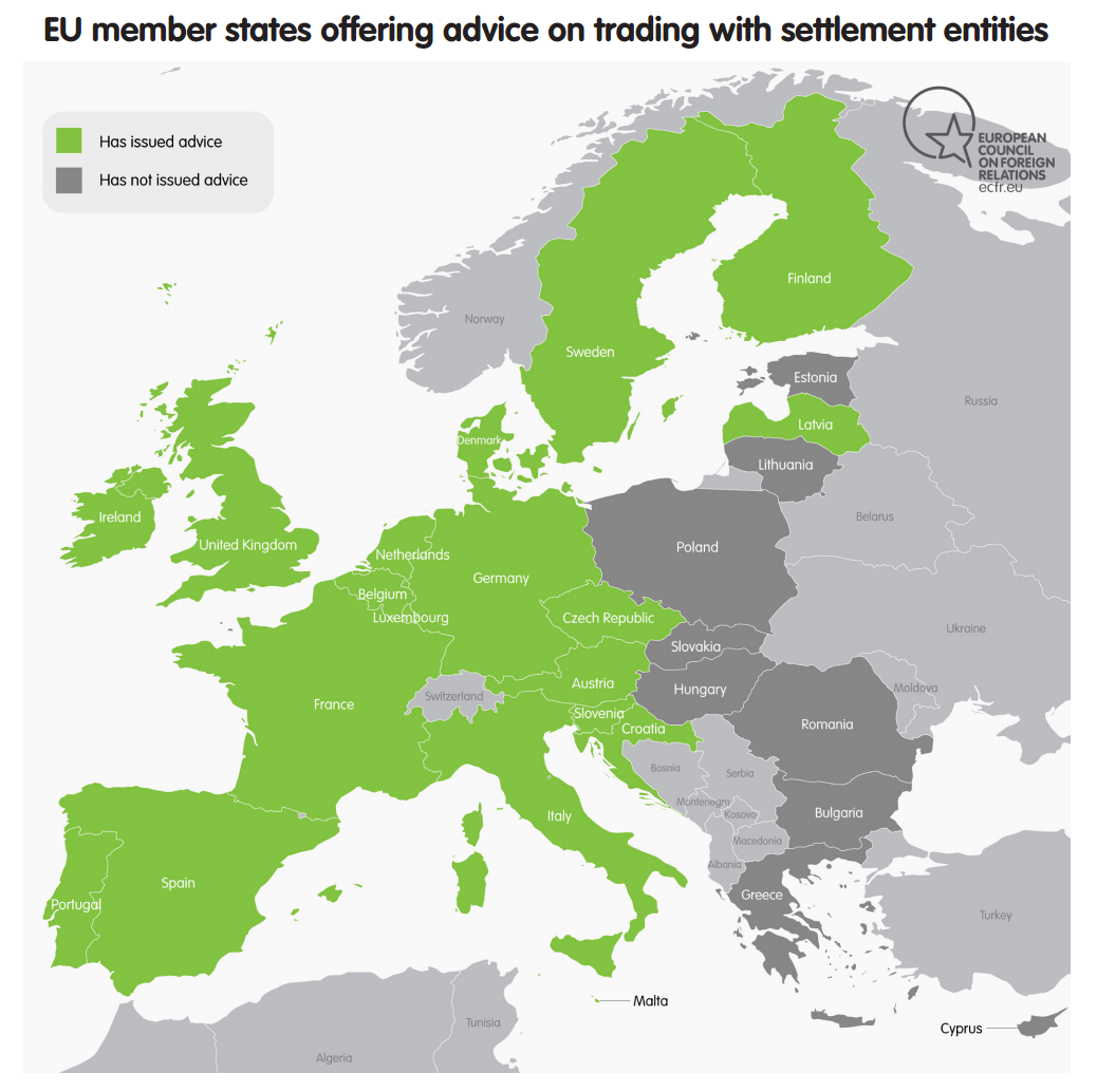 EU members states offering trade advice on Israeli settlements